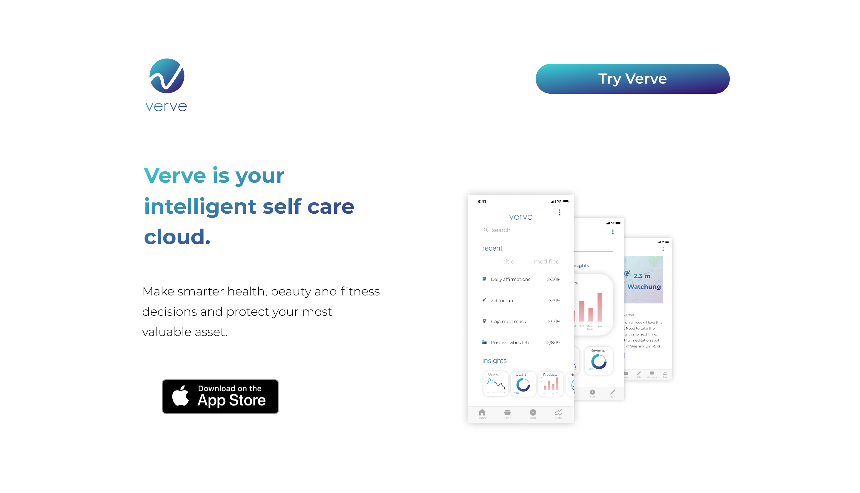 Verve App homepage screenshot